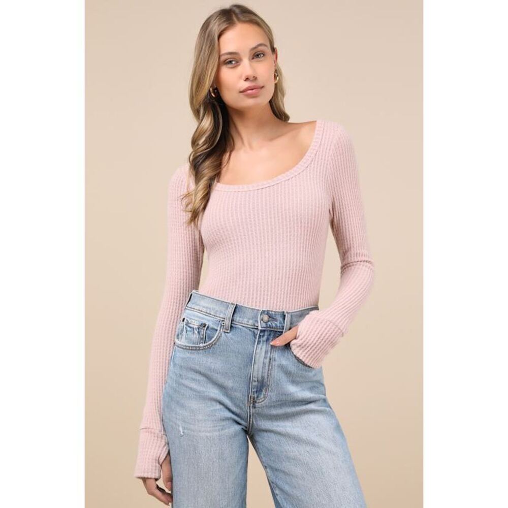 Lulus Everyday Design Blush Pink Long Sleeve Top - Size S